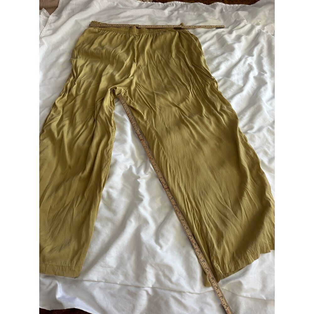 SKIMS Silk Pull On Pants Women’s 2X Wide Leg Elastic Waist Golden Olive - Picture 5 of 9